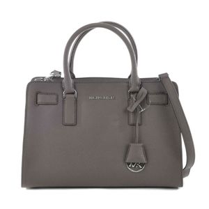 MICHAEL KORS-Dillon Saffiano Leather Satchel Bag-Charcoal Gray-Like New-Authenti